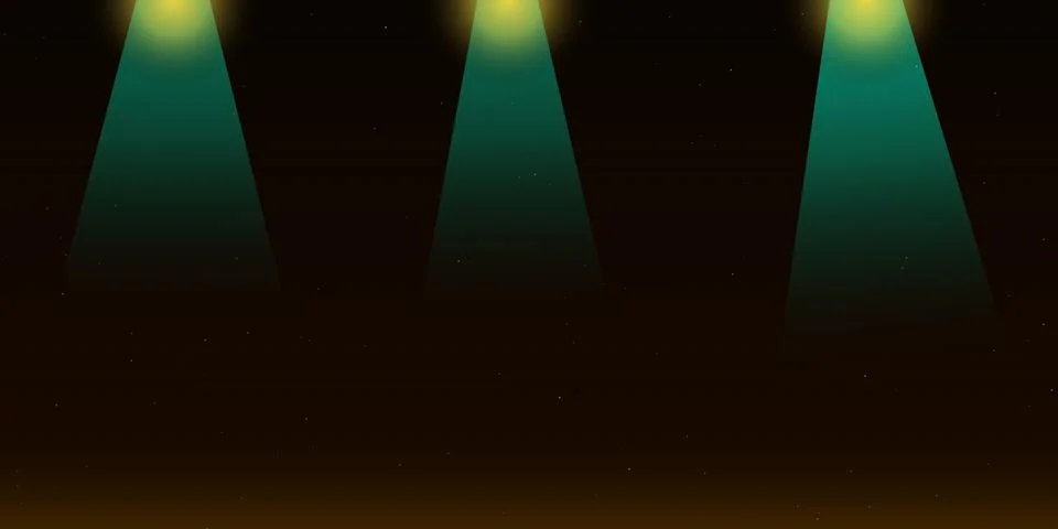 Three bright stage spotlights on a dark theater background Stock Illustration