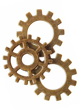 Three bronze cogwheels Stock Photos
