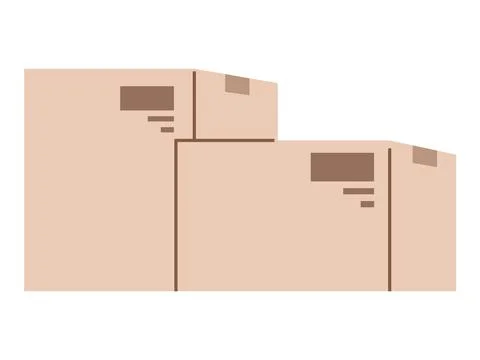 Three Brown Cardboard Boxes Stacked Together for Packaging and Shipping イラスト素材