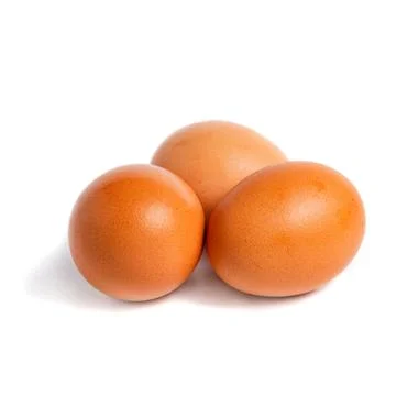 Three brown chicken eggs in group Fotos Stock