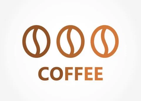 Three brown coffee beans line icons. Vector illustration. Stock Illustration