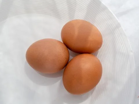 Three brown eggs  스톡 사진