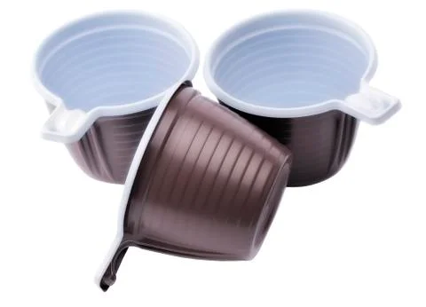 Three brown plastic disposable cups Stock Photos