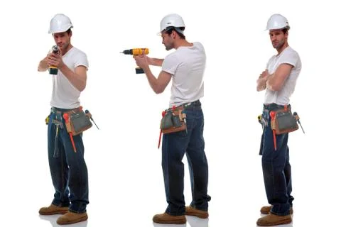 Three builder photos Stock Photos