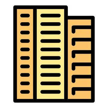 Three buildings with multiple windows facade forming cityscape Ilustración de archivo