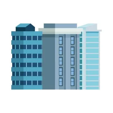 Three buildings with windows isolated icon Ilustración de archivo