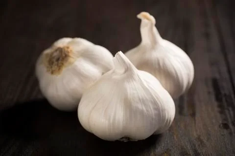 Three Bulbs of Garlic Stock Photos