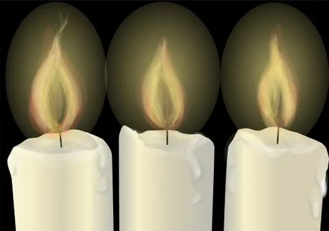 Three burning candles Stock Illustration