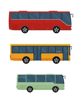 Three buses isolated on white background. Stock Illustration