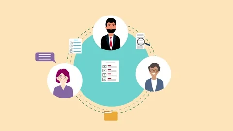 Three Business Person Network Sharing Document and talking about Business c.. Stock Footage 305700643
