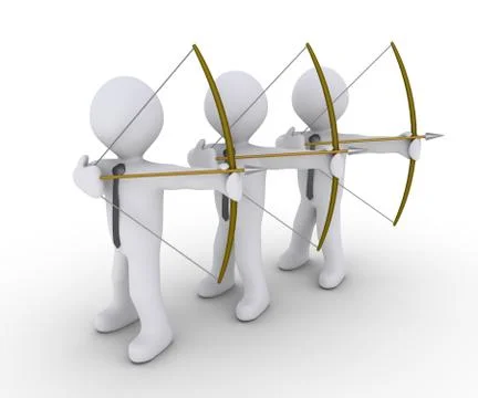 Three businessmen aiming at same target Stock Illustration