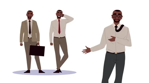 Three businessmen in suits with different poses and expressions, one holdin.. Stock-Footage 338398468