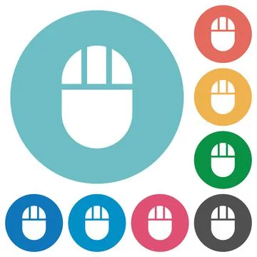 Three buttoned computer mouse flat round icons Illustrazione stock