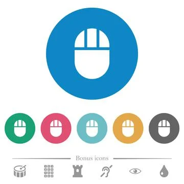 Three buttoned computer mouse flat round icons 스톡 일러스트