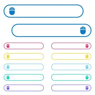 Three buttoned computer mouse icons in rounded color menu buttons 스톡 일러스트
