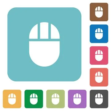 Three buttoned computer mouse rounded square flat icons 스톡 일러스트