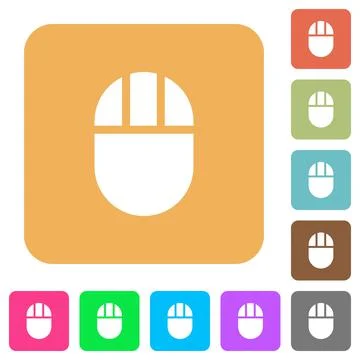 Three buttoned computer mouse rounded square flat icons Illustrazione stock