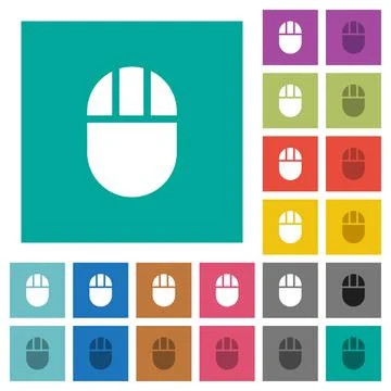 Three buttoned computer mouse square flat multi colored icons Illustrazione stock