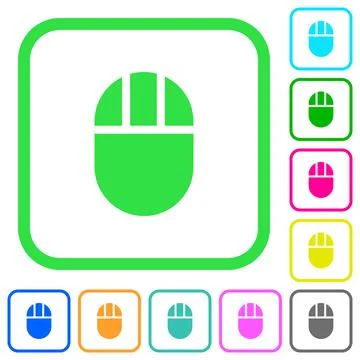 Three buttoned computer mouse vivid colored flat icons Illustrazione stock