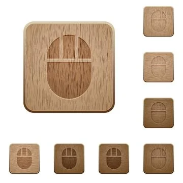 Three buttoned computer mouse wooden buttons 스톡 일러스트