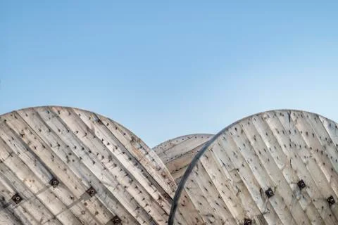 Three cable drums 스톡 사진