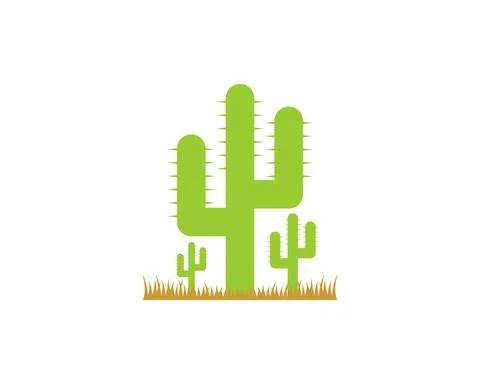Three cactus on the grass vector illustration Stock Illustration