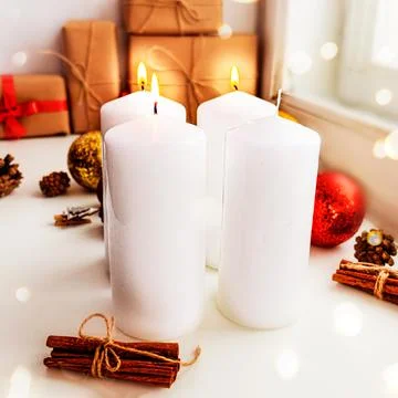 Three candles are burning,advent, third week Stock Photos