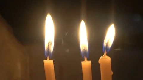 Three Candles Close Up Stock Footage 80528856