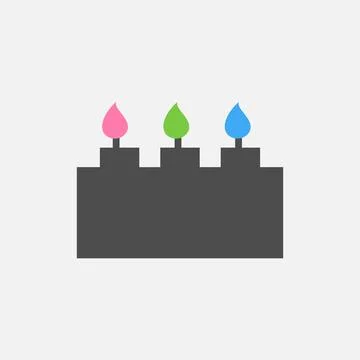 Three candles with colored flames on a lego-shaped stand. can be used pattern Stock Illustration
