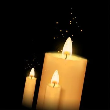 Three candles in the dark Stock Illustration