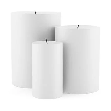 Three candles isolated on white background Illustrazione stock