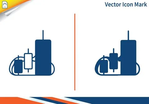 Three candles on platter filled and outline vector icon. Illustrazione stock