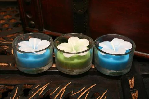 Three Candles in a Row Stock Photos