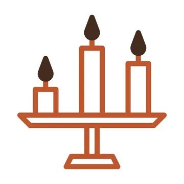 Three Candles on a Stand.  Simple Candleholder Icon.  Home Decor, Lighting,.. Stock Illustration