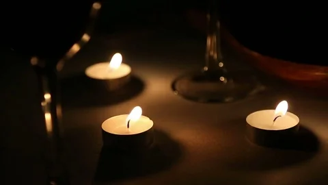 Three candles on the table blew out one Stock Footage 73070341