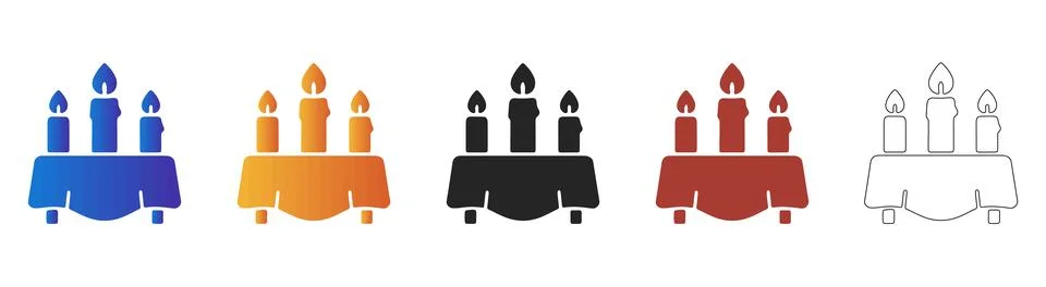 Three candles on table icon for holiday celebration Stock Illustration