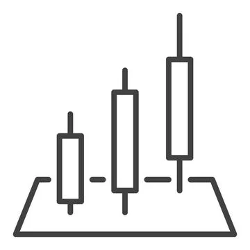 Three Candlesticks vector Trading and Investment icon or symbol in thin lin.. Stock Illustration
