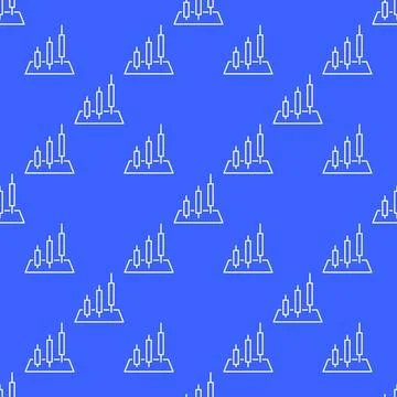 Three Candlesticks vector Trading and Investment seamless pattern in thin l.. Illustrazione stock