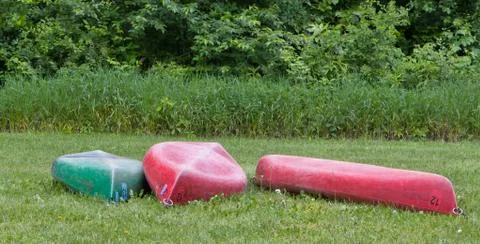 Three Canoes 스톡 사진
