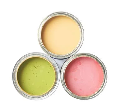 Three cans of paint isolated Stock Photos