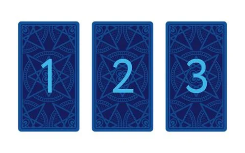 Three card tarot spread. Reverse side Illustrazione stock