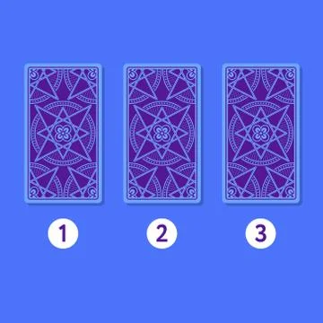Three card tarot spread. Reverse side 库存插图