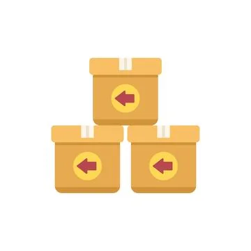 Three cardboard boxes with left arrow sign indicating delivery return Stock Illustration