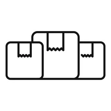 Three cardboard boxes representing increasing size and volume for shipping Stock Illustration