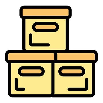 Three cardboard boxes stacked up forming a pyramid shape イラスト素材