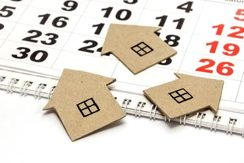 Three cardboard houses Stock Photos