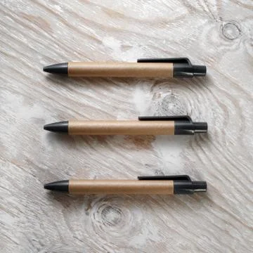 Three cardboard pens Stock Photos