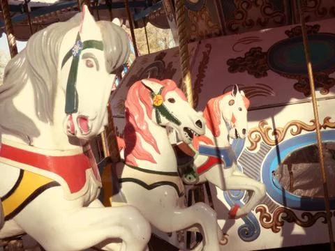 Three Carnival Carousel Horses Stock Photos