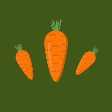 Three carrot on a green background Stock Illustration