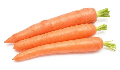 Three carrot isolated on white background. Creative healthy food concept. N.. Stock Photos